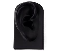 Modèle d'oreille en silicone avec support en acrylique, modèle élastique souple, faux piercing d'oreille, moule d'oreille réaliste for présentation de bijoux(Black right ear)