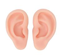 Modèle d'oreille en silicone, modèle souple et flexible gauche et droit pour la pratique du perçage d'oreilles, parties du corps en silicone, moule d'oreille en silicone(Couleur de peau claire)