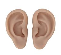Modèle d'oreille en silicone, modèle souple et flexible gauche et droit pour la pratique du perçage d'oreilles, parties du corps en silicone, moule d'oreille en silicone(Couleur de peau foncée)