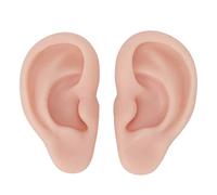 Modèle d'oreille en silicone, modèle souple et flexible gauche et droit pour la pratique du perçage d'oreilles, parties du corps en silicone, moule d'oreille en silicone(Couleur chair moyenne)