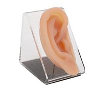 Modèle d'oreille en silicone pour la pratique de l'acupuncture, outil d'affichage de piercing avec support, design réaliste, durable et facile à utiliser