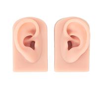Modèle d'oreille humaine, 1 paire de modèle d'oreille en silicone flexible fausse oreille douce réutilisable simulant la peau humaine en silicone modèle de piercing parties du (Light Beige)