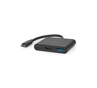 Modèle du produit : Adaptateur Multi-Ports USB USB 3.2 Gen 1 USB-C Mâle Sortie HDMI / USB-A Femelle / USB-C Femelle 5 Gbps 0.10 m Rond Plaqué nickel