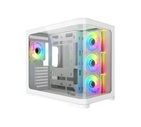 Itek Boîtier Moyen Tour ATX Dark Cave Curved – 4x12 cm ARGB, 2x USB3 Type‑C – Blanc