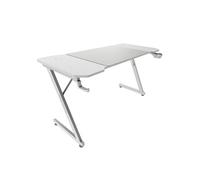 Mars Gaming MGD-X140, Bureau Gaming Ergonomique, Surface en Fibre de Carbone, Structure Métallique, Tapis de Souris XXL, Supports Casque et Boissons, Gestion des Câbles, Bureau Gaming 140x60cm, Blanc