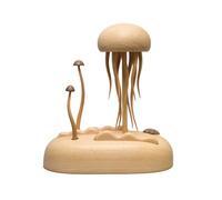 Modèle Dynamique D'une Méduse Lumineuse En Bois, Interrupteur Tactile En Métal, Décoration De Table Naturelle De Style Mer (Pas De Boîte à Musique)