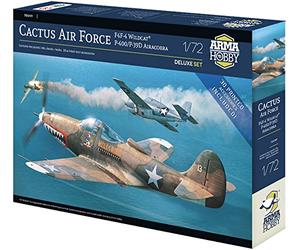 Modèle en plastique pour collage Cactus Air Force Deluxe Set - F4F-4 Wildcat® et P-400/P-39D Airacobra sur Guadalcanal (70049) sur une échelle de 1/72