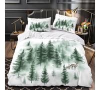 Modèle forestier Housse de Couette Imprimé en 3D Microfibre Hypoallergique Léger Design minimaliste scandinave Parure de Lit Fermeture Éclair Ultra Douce Résistante for Garçon Double（200x200cm）