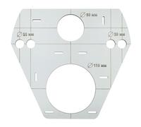 Modèle, gabarit, pochoir pour support Geberit WC SENDI noVa TEMPLATE - Gabarit de traçage pour support de toilettes - Support pour WC suspendu - pour trous de carrelage