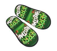 Modèle Joyeux Noël Pantoufles En Peluche Plates Pantoufles Moelleuses Respirantes Chaussures Pour Unisex Extérieur Intérieur L