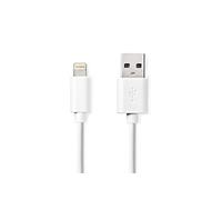 Nedis - Câble Lightning USB 2.0 CCGL39300WT20 - USB‑A mâle 480 Mbps, plaqué nickel, 2 m, blanc