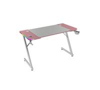 Mars Gaming MGD-X120RGB, Bureau Gaming Ergonomique, Éclairage ARGB avec Télécommande, Surface Fibre de Carbone, Tapis XXL, Supports Casque et Boisson, Gestion Câbles, Bureau Gaming 120x60cm, Rose