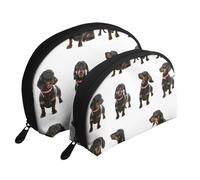 Modèle Mignon de Chien Teckel, Trousse de Maquillage Coquille Femme Petit Porte-Monnaie Trousse de Toilette Trousse à cosmétiques 2 pièces