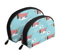 Modèle Mignon de Chien Teckel, Trousse de Maquillage Coquille Femme Petit Porte-Monnaie Trousse de Toilette Trousse à cosmétiques 2 pièces