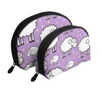 Modèle Mignon de Mouton de Dessin animé, Trousse de Maquillage Coquille Femme Petit Porte-Monnaie Trousse de Toilette Trousse à cosmétiques 2 pièces