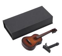 Modèle miniature de guitare en bois Mini Musical Ornamente Craft Home Decor (Brown 14 cm)