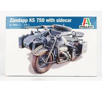 MODÈLE MOTO STATICO ITALERI ZUNDAPP KS750 AVEC SIDECAR MILITAIRE 1941 1/9