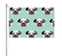 Modèle pour enfants avec illustration de chiot carlin bleu,Drapeau de jardin, bannière décorative, drapeau double face, 2 x 3 pieds, pour extérieur et intérieur