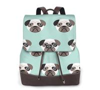Modèle pour enfants avec illustration de chiot carlin bleu,Sac à dos imperméable pour femme, sac à dos de voyage léger en cuir PU tendance