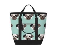 Modèle pour enfants avec illustration de chiot carlin bleu,Sacs à lunch isothermes de grande capacité pour femmes et hommes