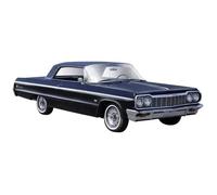 Modèle Réduit De Voiture - Maisto - Chevrolet Impala 1964 - Bleu - Intérieur - Métal Moulé Par Injection