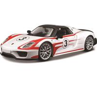 Modèle réduit de voiture - Race Porsche 918 Spyder #3 Weissach (blanc, échelle 1:24)
