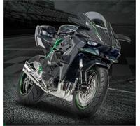 ModèLe RéDuit Moto pour Kawasaki Ninja H2R Alliage éPour Chelle 1/12 avec Effets Sonores Et Lumineux(Black- Silver)