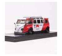Modèle Réduit Voiture en Alliage Modifié pour Bus VW T1 Combi Carrosserie Large Décoration Table Collection 1:64 Collection nostalgique(Red)