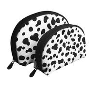 Modèle sans Couture De Chien Dalmatien Ou Texture De Peau De Vache, Trousse de Maquillage Coquille Femme Petit Porte-Monnaie Trousse de Toilette Trousse à cosmétiques 2 pièces