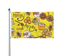 Modèle sans couture de drapeau de rucher de miel 3x5 pieds double face durable bannière décorative extérieure drapeaux de maison en polyester drapeau de bienvenue de pelouse de cour