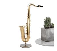 Modèle Sax | Miniature de Saxophone Doré à Plaquer Or Ornement - Instrument de Musique en Laiton Collectionnable avec Support et Écrin pour Présentation Cadeau Maison de Adulte Enfant Noël
