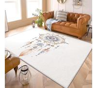 ModèLe Simple D'Attrape RêVes Tapis Antidérapant à Poils Courts 80x150 cm Blanc Tapis de Salon et Chambre, Facile d’Entretien, Dos Antidérapant, Décoration Douce pour Enfants et Animaux