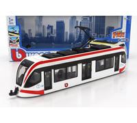 MODÈLE STATIQUE BURAGO TRAM CITY BUS BLANC ROUGE NOIR ÉCHELLE 1/50