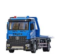 Modèle Voiture Miniature 1:24 for Modèle De Camion-citerne À Pompe Ciment Plateau en Alliage Modèle Véhicule Ouverture Porte Sonore Et Lumineuse Modèle réduit Voiture(JD8698 Blue)