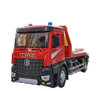 Modèle Voiture Miniature 1:24 for Modèle De Camion-citerne À Pompe Ciment Plateau en Alliage Modèle Véhicule Ouverture Porte Sonore Et Lumineuse Modèle réduit Voiture(JD8698 Red)