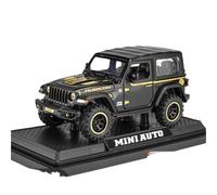 Modèle Voiture Miniature Modèle De Véhicule Tout-Terrain Alliage Moulé sous Pression Jeep Wrangler Rubicon 1941 L'échelle 1:32 avec Décoration Lumineuse Modèle réduit Voiture(Black with Box)