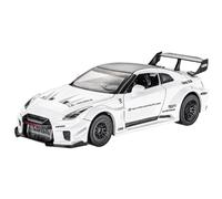 Modèle Voiture Miniature Modèle Voiture Alliage Moulé sous Pression Nissan GTR CRS2 1:32 avec Suspension Roue Arrière Simulée Et Sonore Et Lumineuse Modèle réduit Voiture(White)