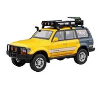 Modèle Voiture Miniature Modèle Voiture Tout-Terrain en Alliage Moulé sous Pression 1:24 for Toyota LC80 Ornements Souvenirs Et Objets De Collection Modèle réduit Voiture(Yellow with Box)