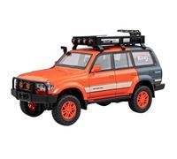 Modèle Voiture Miniature Modèle Voiture Tout-Terrain en Alliage Moulé sous Pression 1:24 for Toyota LC80 Ornements Souvenirs Et Objets De Collection Modèle réduit Voiture(Orange with Box)