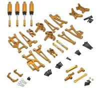 ModèLe Voiture Rc Pour MJX Pour 14209 14210 1/14 Support Moyeu Tasse Direction Métal Supérieur Inférieur Ensemble Bras Oscillants Amortisseur Pièces Mise À Niveau Voiture RC(Yellow)