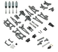 ModèLe Voiture Rc Pour MJX Pour 14209 14210 1/14 Support Moyeu Tasse Direction Métal Supérieur Inférieur Ensemble Bras Oscillants Amortisseur Pièces Mise À Niveau Voiture RC(Grey)