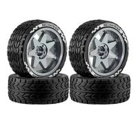 ModèLe Voiture Rc Pour Tamiya Pour TT01 Pour TT02 Pour TT02B TA06 XV01 XV02 PTG-2 1/10 4 Pièces 65mm Pneu Jante En Métal 12mm Hex RC De Voiture(Grey)