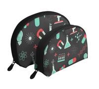 Modèles de Chimie et de Science Verte, Trousse de Maquillage Coquille Femme Petit Porte-Monnaie Trousse de Toilette Trousse à cosmétiques 2 pièces