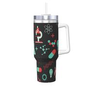 Modèles de chimie verte et de science,Gobelet isotherme Ice Bully de 40 oz avec poignée, couvercle et paille, en acier inoxydable, pour voiture ou café.