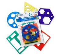 Modèles de formes primaires - Lot de 5 - Cercle, triangle, rectangle, carré, hexagone - Dès 3 ans