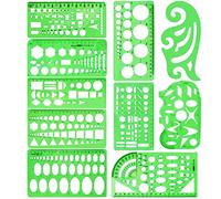 Modèles de Mesure en Plastique, 10 Pièces Modèle de Cercle Modèle Dessin Géométrique Modèles De Construction Création de Règles Coffrage Règles Claires pour Bureaux/école (Verts)