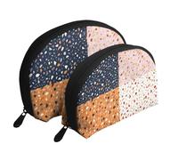 Modèles de terrazzo vectoriels sans Couture, Trousse de Maquillage Coquille Femme Petit Porte-Monnaie Trousse de Toilette Trousse à cosmétiques 2 pièces