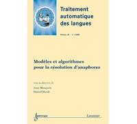 Modeles et algorithmes pour la resolution d'anaphores trait - Joan Busquets - Hermes Science Publications - broché - Livre