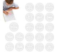 Modèles Ornements Noël Pochoirs, 20X Dessin Mots Vacances Ronds, Modèle Hiver Porche Tissus, Décoration Intérieure Bois Artisanat, Projet Bricolage Créatif, Pour Maison École Événements