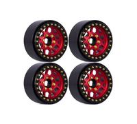 Modèles Roues RC Pour SCX10 D90 Pour TRX4 Pour Capra VS4-10 CC01 Pour LCG 1/10 4 Pièces CNC Aluminium 1.9 Beadlock Moyeu Roue Jante RC Crawler Pièces Voiture(Red)
